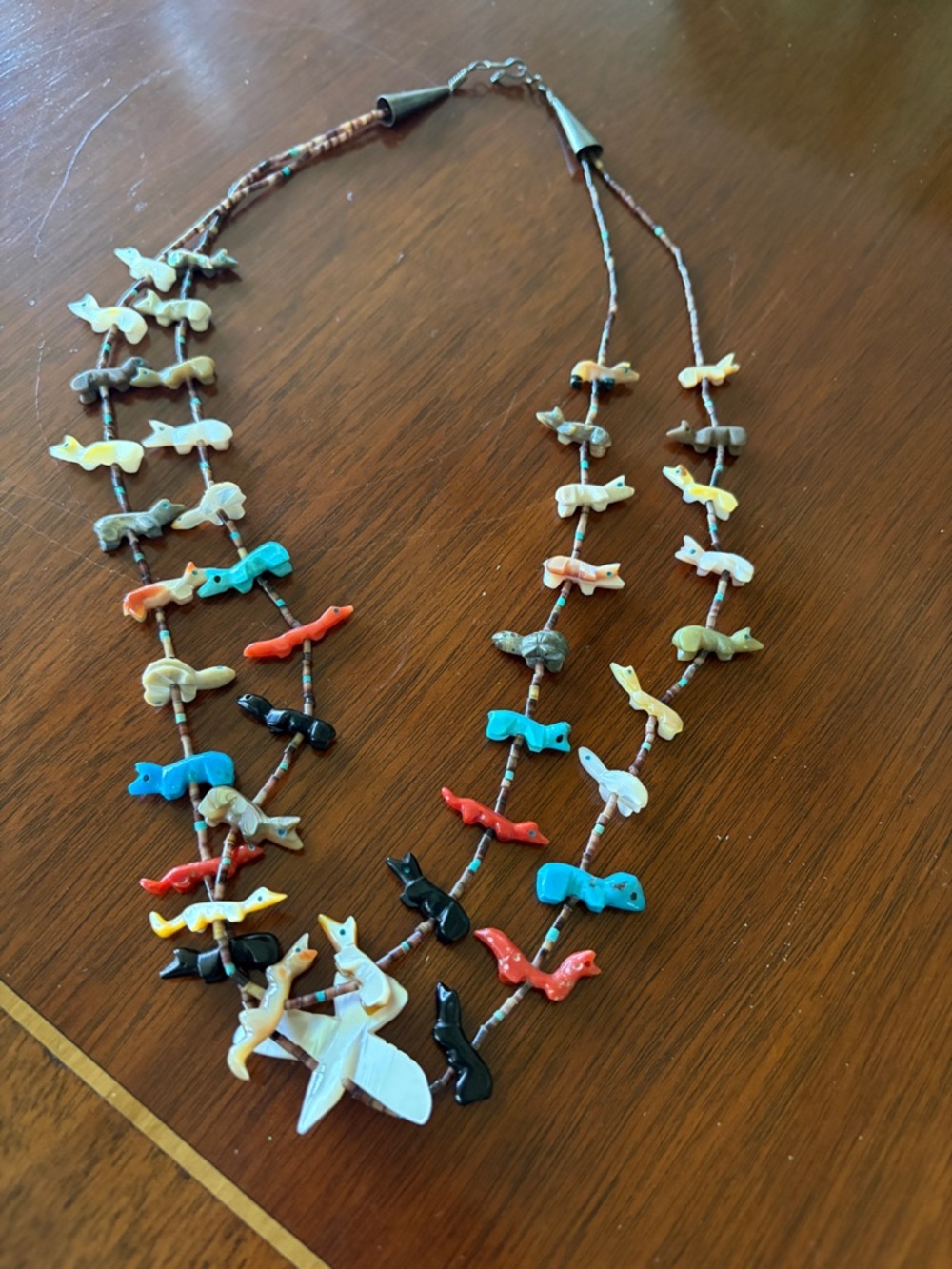 Handmade Multicolor Bird Charm Necklace - Mixed Stone Beads